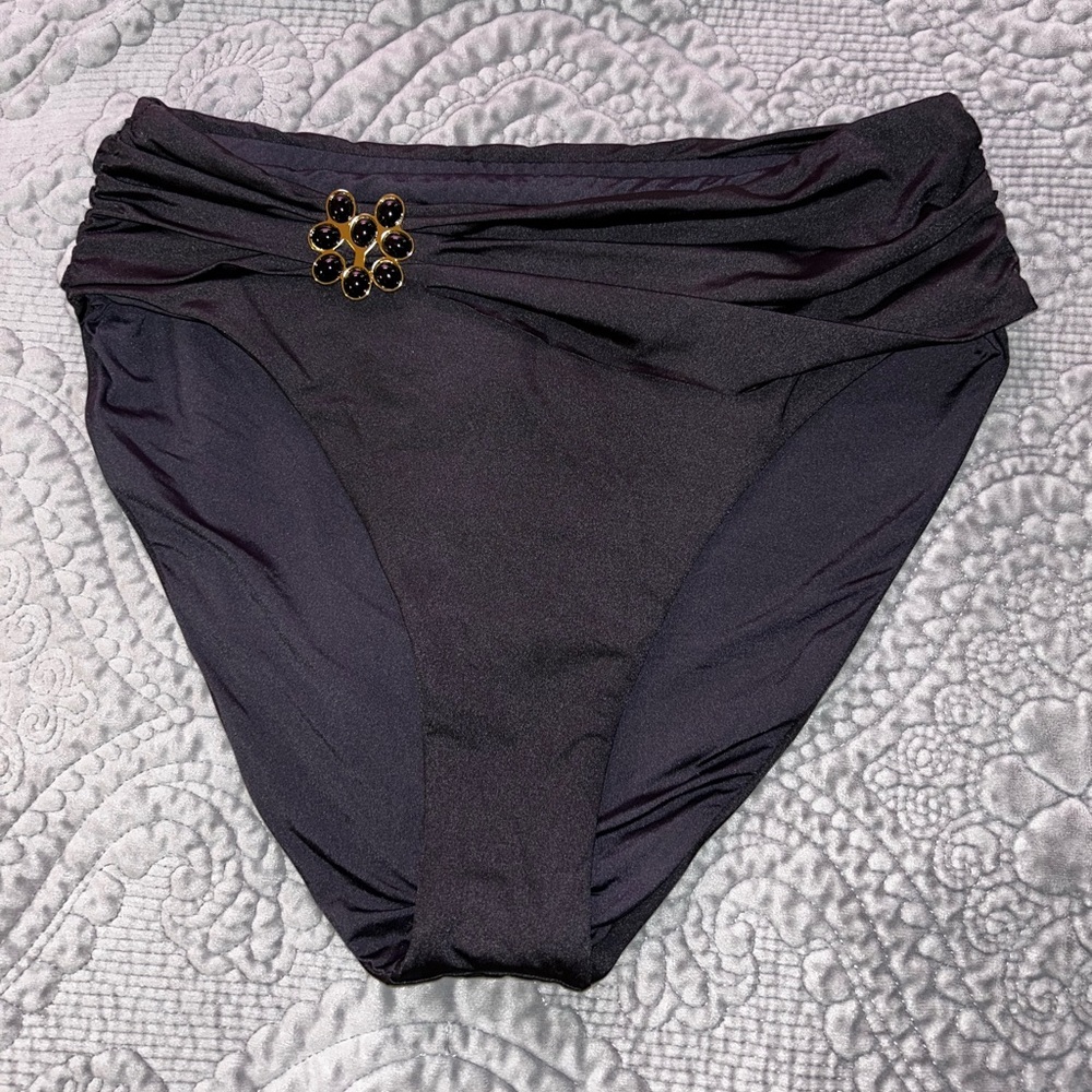 Trina Turk Black Ruched Swim Bottoms